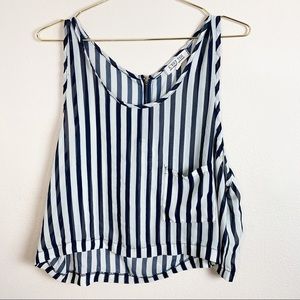 Cest Toi Strip Crop Blouse Top